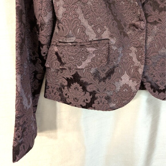 Apostrophe Women's Size 4 Brocade Satin Blazer Purple Whimsygoth Day to Evening - Picture 14 of 16